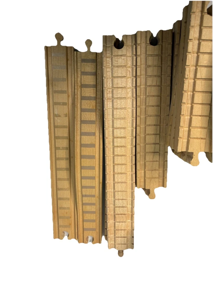 Melissa & Doug Wooden Railway Train Set Lot + Other Wooden Railroad Pieces - Image 3 of 4