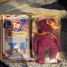 Ty Teenie Beanie Babies Millennium the Bear McDonald's 2000 Purple Plush Toy