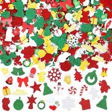 SEPGLITTER Christmas Foam Stickers, 600Pcs Christmas Glitter Santa Claus Snow...