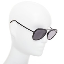 CHANEL 5381A black acetate silver brow bar aviator pilot sunglasses