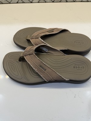 Crocs Dual Comfort Khaki Fabric Canvas Flip Flops Sandals Men’s Sz 10M US/43EU Crocs Dual Comfort Men main image 3