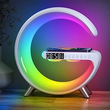 Smart Wireless Charging Alarm Clock with Bluetooth Speaker, App 1 pack White