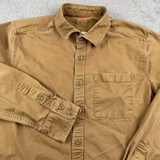 Topo Designs Shirt Mens Large Brown Cotton Canvas Long Sleeve Button Front