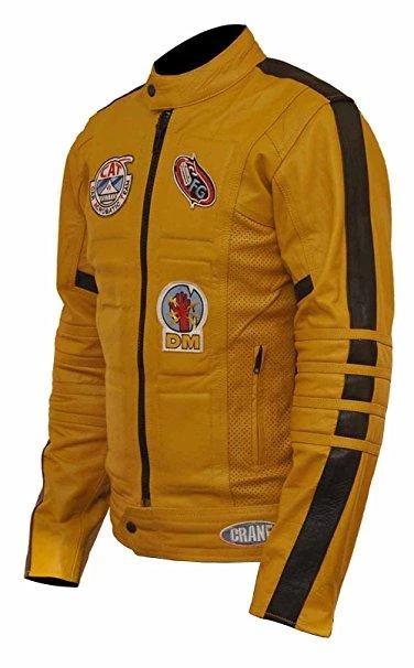 Chaqueta Para Hombre Kill Bill La Novia - Envío Desde EE. UU. - Chaqueta De Cuero Amarillo Biker Foto 3 de 4