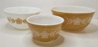 Vintage Pyrex Butterfly Gold Set of 3 Mixing Bowls 401 402 403 Nesting Design