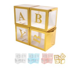 Image of 4PCS Transparent Balloon Box With Letters Balloon Gift Decoration Box For
