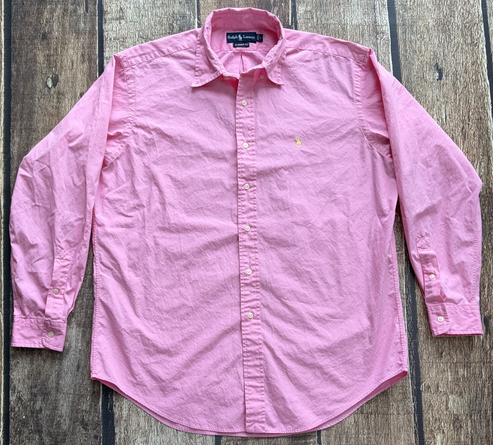 VINTAGE POLO RALPH LAUREN CLASSIC FIT SPORT SHIRT PINK MENS LARGE EXCELLENT thumbnail 2