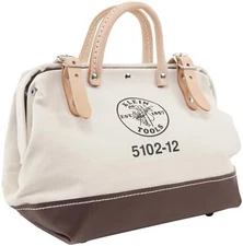 Heavy Duty Canvas Tool Bag Tote Multi Purpose Wide Opening Leather Handles