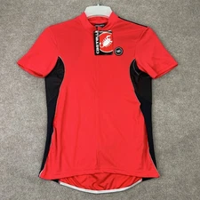 Castelli Mens Large Techno Cycling Jersey Red Black Short Sleeve 1/4 Zip Italy