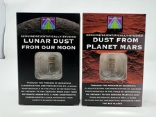 100% Authentic Martian and Lunar Meteorite Dust Vial Set - IMCA #3950, GMA #042