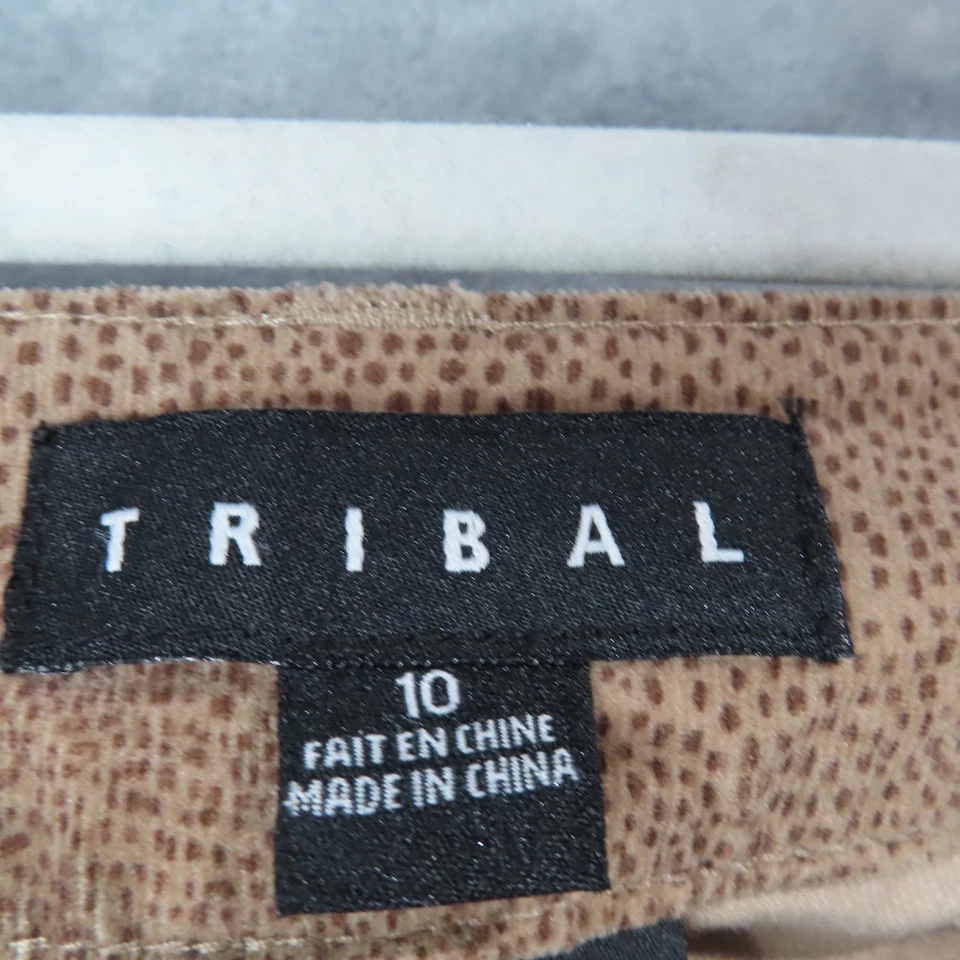 Брюки женские TRIBAL 10 коричневые с анималистическим принтом эластичные прямые повседневные - Изображение 2 из 4