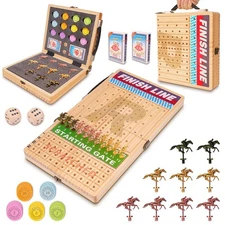 21 Inches Horse Race Board Game, Horse Racing Game with Cards and Dice, 11 Me...