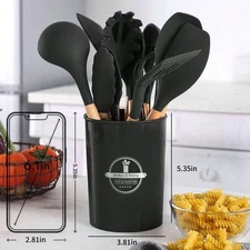 NEG-12 Pcs Silicone Cooking Utensils Kitchen Utensil Set - 446°F Heat Resistant,