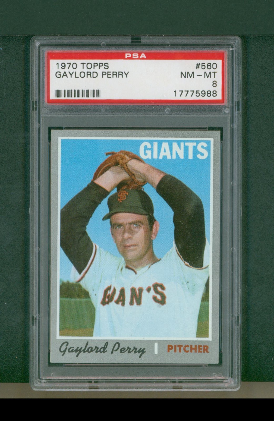 1970 Topps Baseball Card - #560 Gaylord Perry, PSA 8 NM/MT