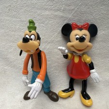Vintage Walt Disney Minnie Mouse And Goofy Plastic Collectable Toy Figures