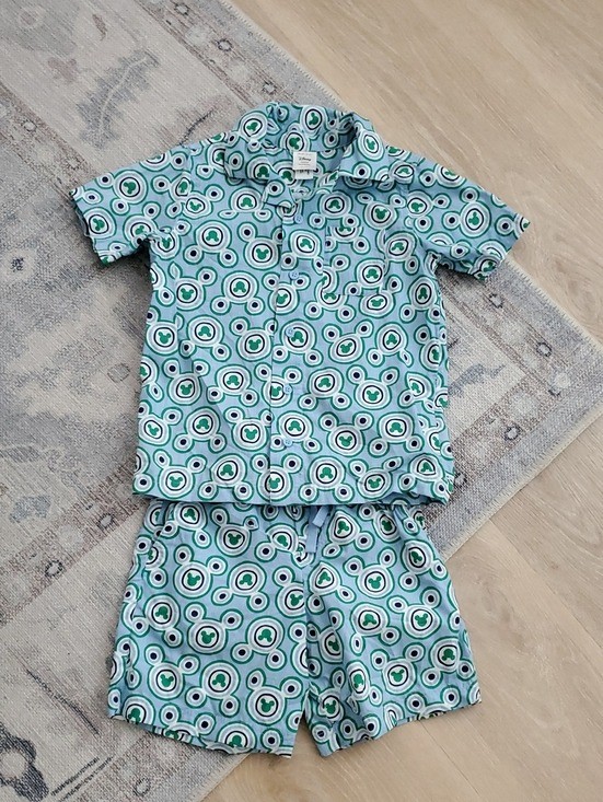 Disney x Hanna Andersson Boys Mickey Mouse Cotton poplin set Shirt Shorts Sz6-7