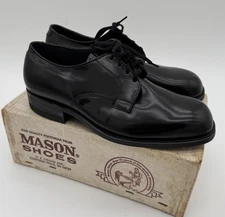 Vtg Mason Shoes Black Men's Style 426 Size 8 EEE Lace Up Vinyl Goodyear Heel Pad