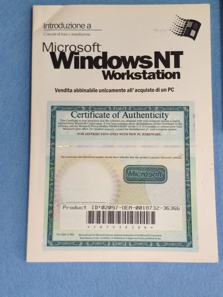 MICROSOFT WINDOWS NT WORKSTATION SOFTWARE FLOPPY CD RETRO PC VINTAGE WIN IBM DOS - Immagine 3 di 4