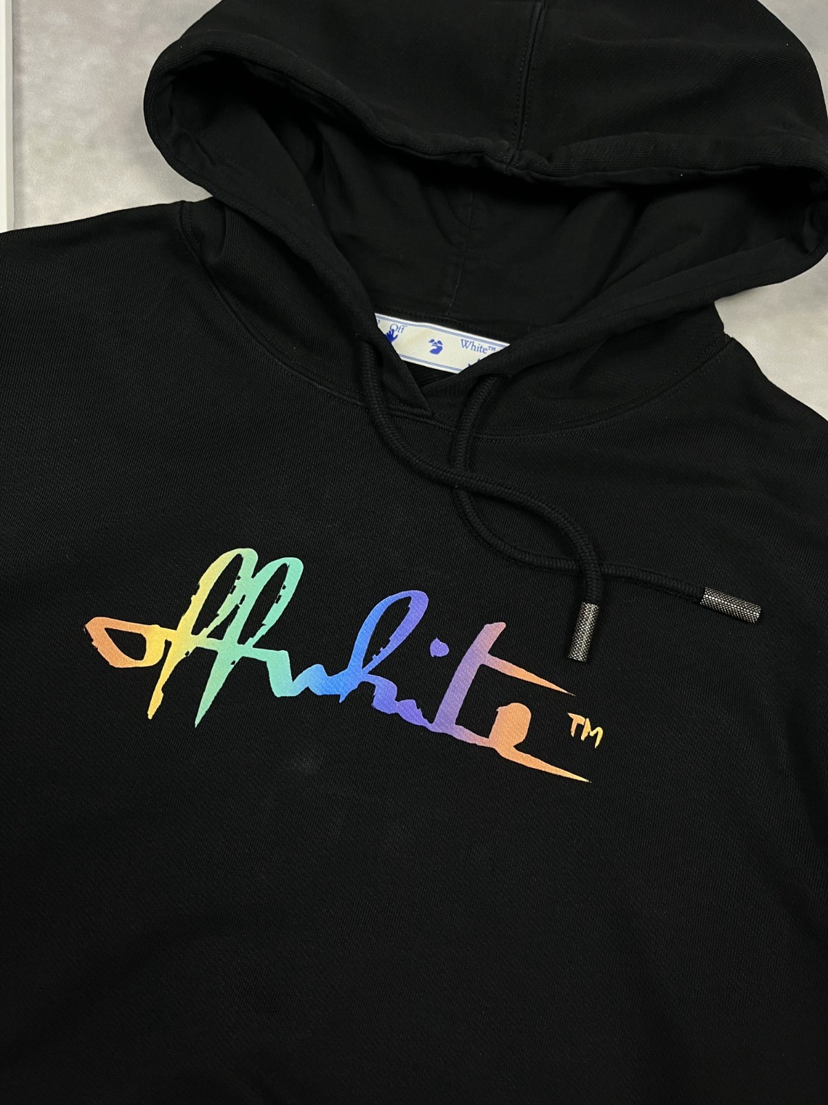 Off-White Rainbow Gradient Script Logo Cropped Ho… - image 3