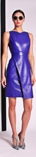 Women Leather Bodycon Dress Purple Genuine Sexy Leather Dress