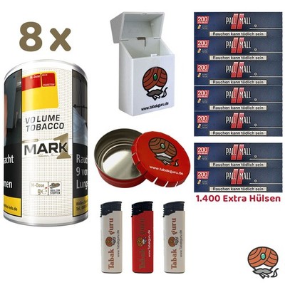 Mark Adams No. 1/Mark1 GOLD Volumentabak M Dose 8x 80g Pall Mall Red Xtra Hülse