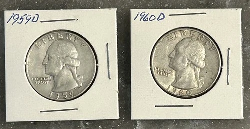 1959 D, 1960 D WASHINGTON QUARTERS, CIRCULATED, UNGRADED