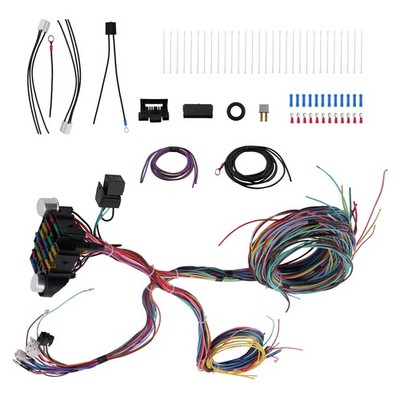 Universal Wire Harness Kabel Kabelbaum 21 Sicherung 12V Straßen Verkabelung Kit