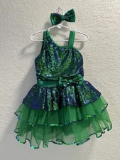 Revolution Dance Costume Child Small Kelly Green Christmas Jazz Ballet Tutu
