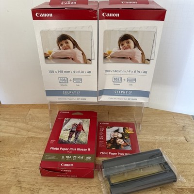 Canon Selphy  4x6 108 Sheets Color Ink Paper RP-108 - LOT OF 2 With Extra Paper