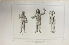 FRANCE ENGRAVING "GODS OF THE GALLIC JUPITER - HERCULES AND MERCURY"