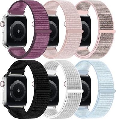 6 Pack Nylon Sport Loop Strap Compatible with Apple Watch 38mm 40mm 41mm