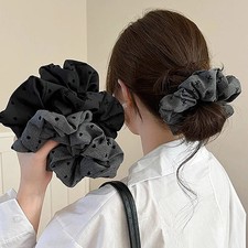 Black Gray Cloth Bow Hair Rope Elegant High Ponytail Holder Hair Accessories