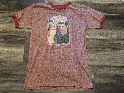 Vtg 70s Grease T Shirt Baby Doll Olivia Newton John Travolta Iron On Sz L Ringer