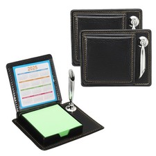3pcs Leather Sticky Notes Holder, Post Notes Holder with Pen Holder,Green