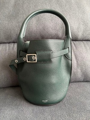 CELINE Bucket Bag Green Leather Women's Pre-owned From Japan