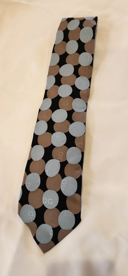 Corbata de seda Dolce & Gabbana negra con lunares 100 % seda Italia nueva sin etiquetas Foto 4 de 4