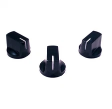 Black Pointer Knobs 1/4" DIY Effects Pedal Project - Set of 3 - Davies 1510