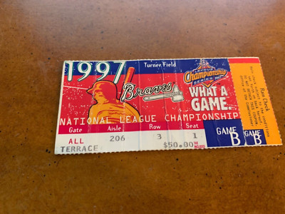 1997 NLCS Game 2 Baseball Playoff Ticket Atlanta Braves Florida