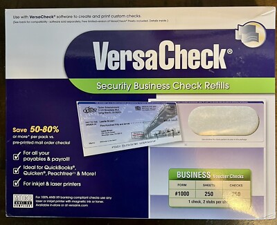 VersaCheck 250 Security Business Check Refills Form #1000 NEW & SEALED