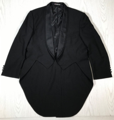 Black Formal Tuxedo Tailcoat Mens 46R Dimension Shawl Lapel by Oscar de la Renta