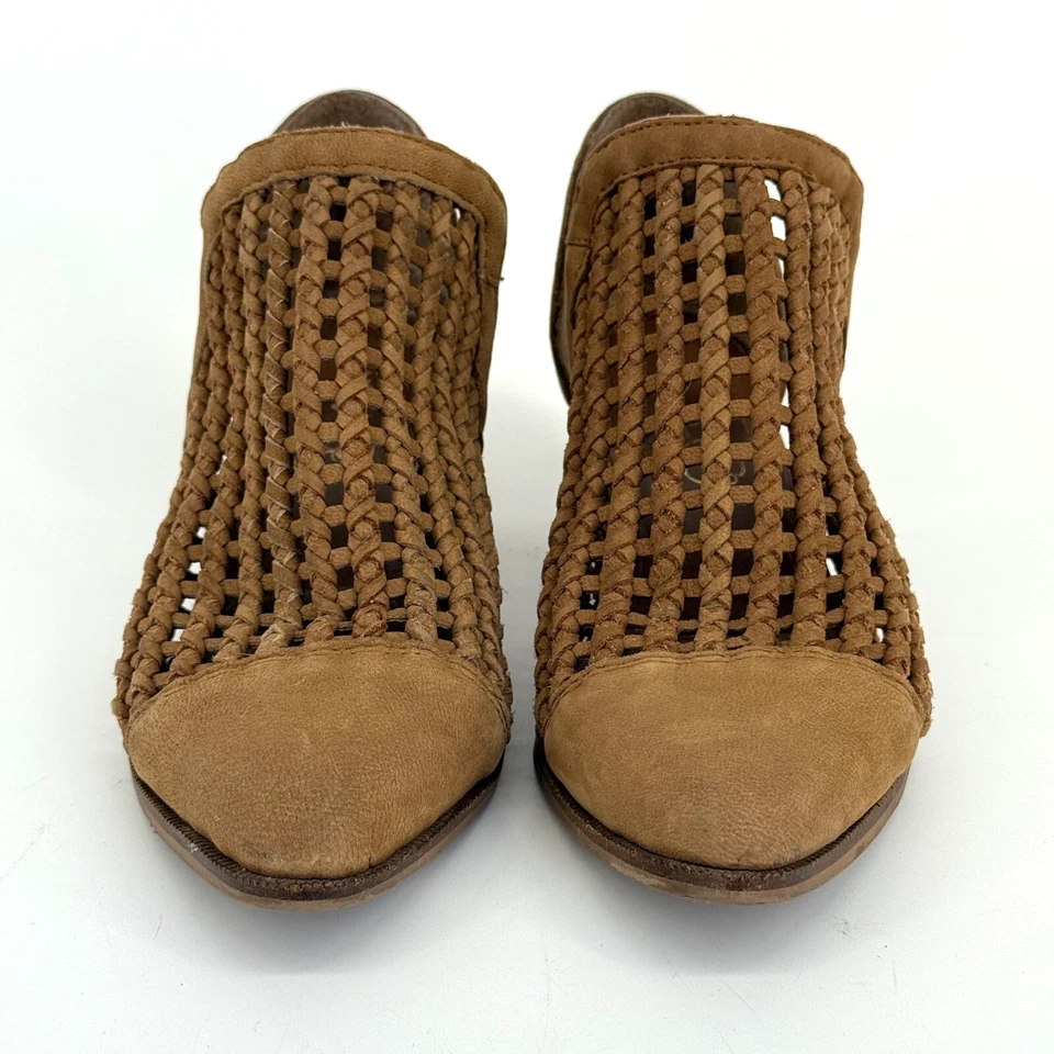 Sbicca Sycamore Woven Leather Booties Size 9.5 Block Heel Clogs Boho Western - Image 3 of 4