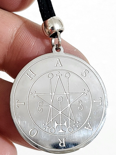 Collar Astaroth Sello Protección Brujería Acero Demonio Cuentas Cordón Colgante - Imagen 16 de 24