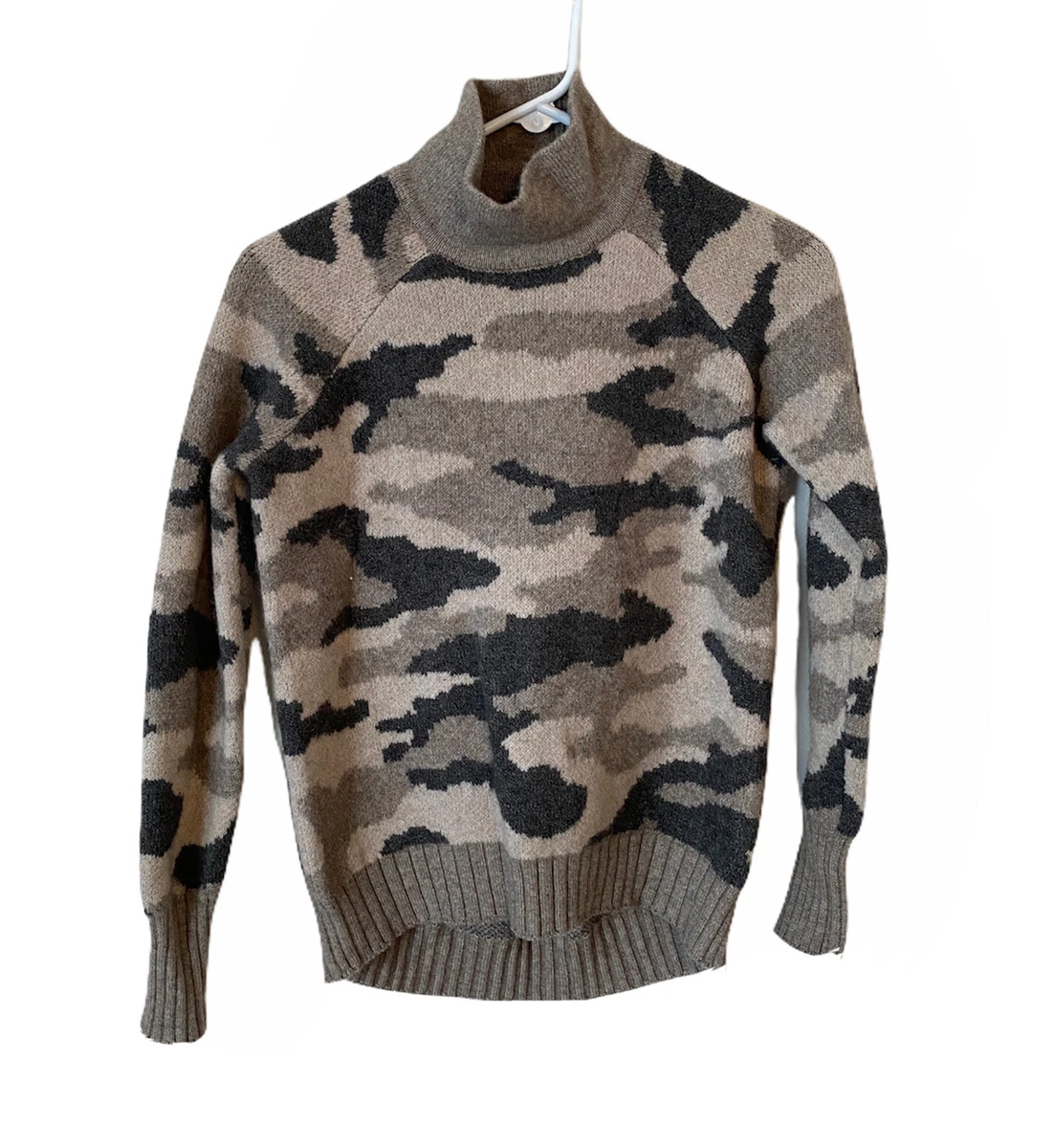 Christian Siriano Womens NY Camo Sweater Merino Wool Blend Mock Neck Hi Low  XS | eBay