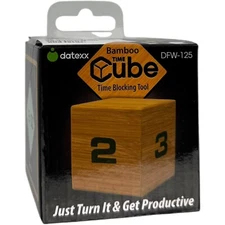 Teledex Inc TimeCube 1-2-3-4 Minute Preset Bamboo Cube Time Blocking FOCUS Tool