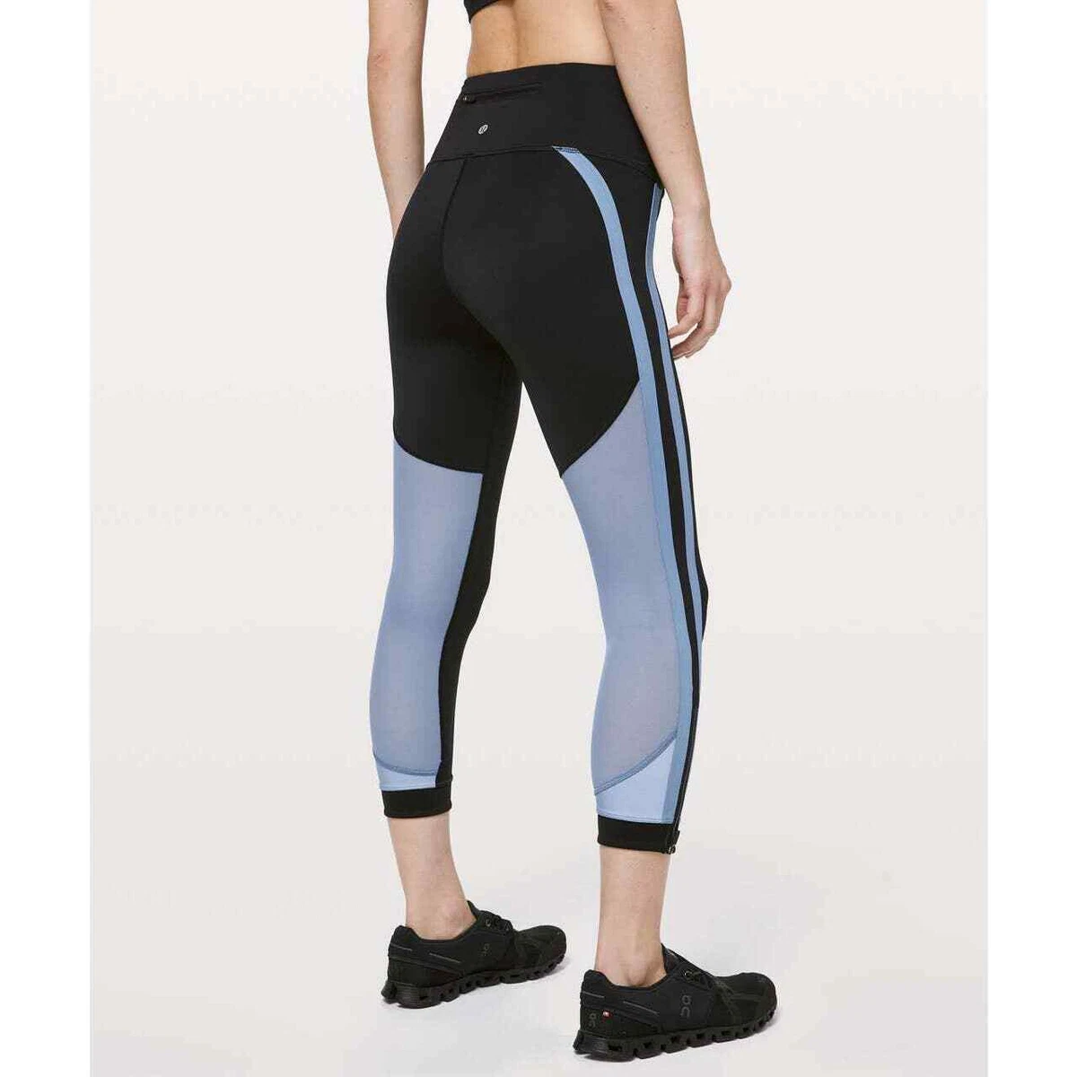 Lululemon Leggings 4 Black Blue Zip The Line Crop High Rise Capri