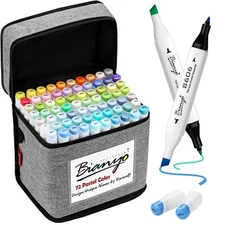 Bianyo Classic Series Alcohol-Based Dual Tip Art Markers, Set of 72 Pastel color