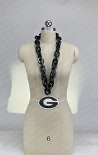 New U of Georgia Bulldogs Dawgs Jumbo Black Big Fan Chain Necklace Foam MI USA