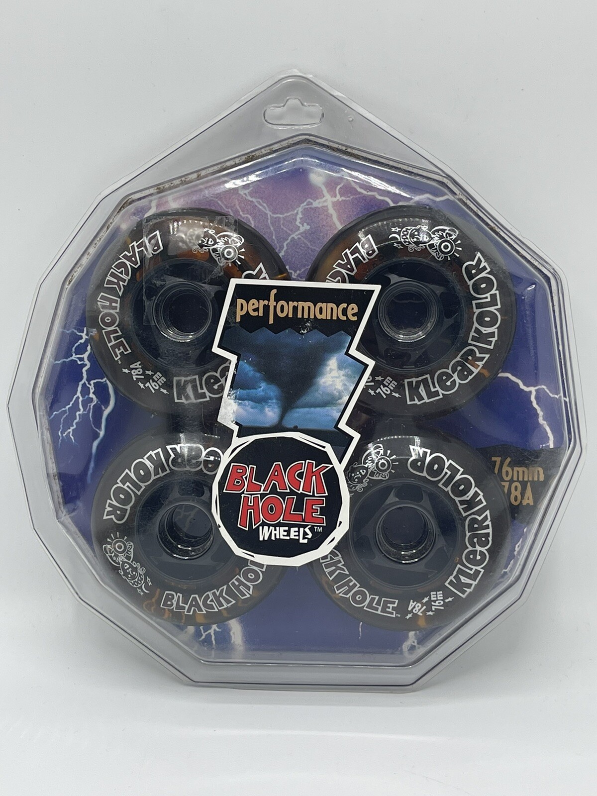 (4 Pack) Rollerblade PERFORMANCE Black Hole Wheels KLEAR KOLOR 78A 76mm
