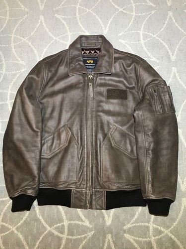 Alpha Industries Leather Bomber Jacket 