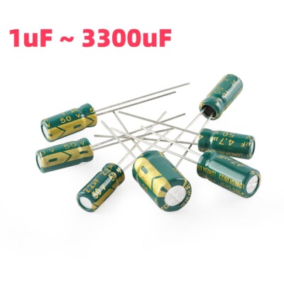 Radial Elkos Aluminium Elektrolyt Kondensatoren 1uF ~ 3300uF 10V - 400V 105°C